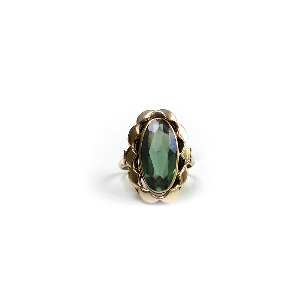 Vintage ring met ovale spinel | 14 karaat goud