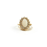 Vintage ring met opaal en zirkonia's | 8 karaat goud